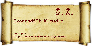 Dvorzsák Klaudia névjegykártya